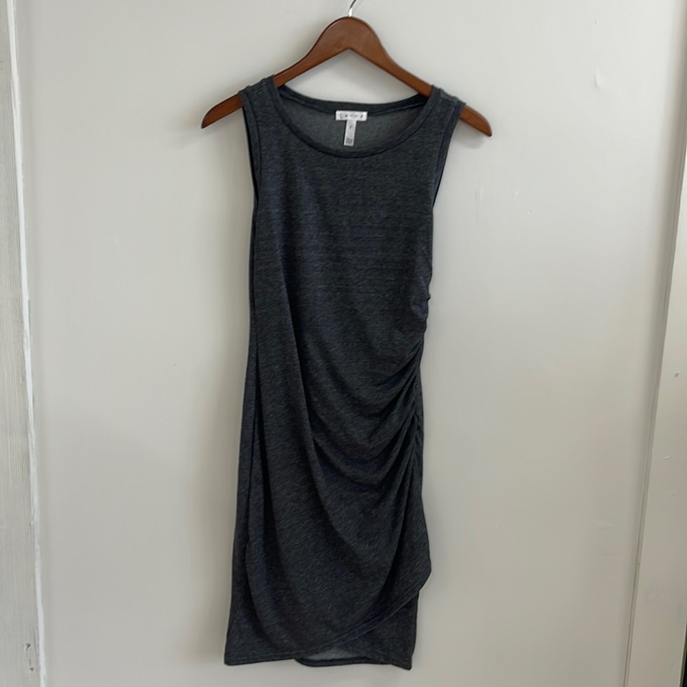 🔴 EUC Leith Charcoal Gray Ruched Midi Dress